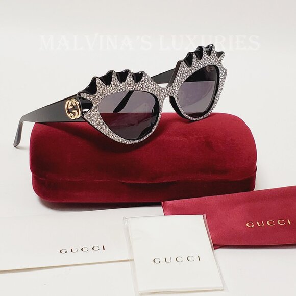 GUCCI SUNGLASSES GG0781S HOLLYWOOD FOREVER CRYSTAL CAT EYE ACETATE $1,200 main image 10
